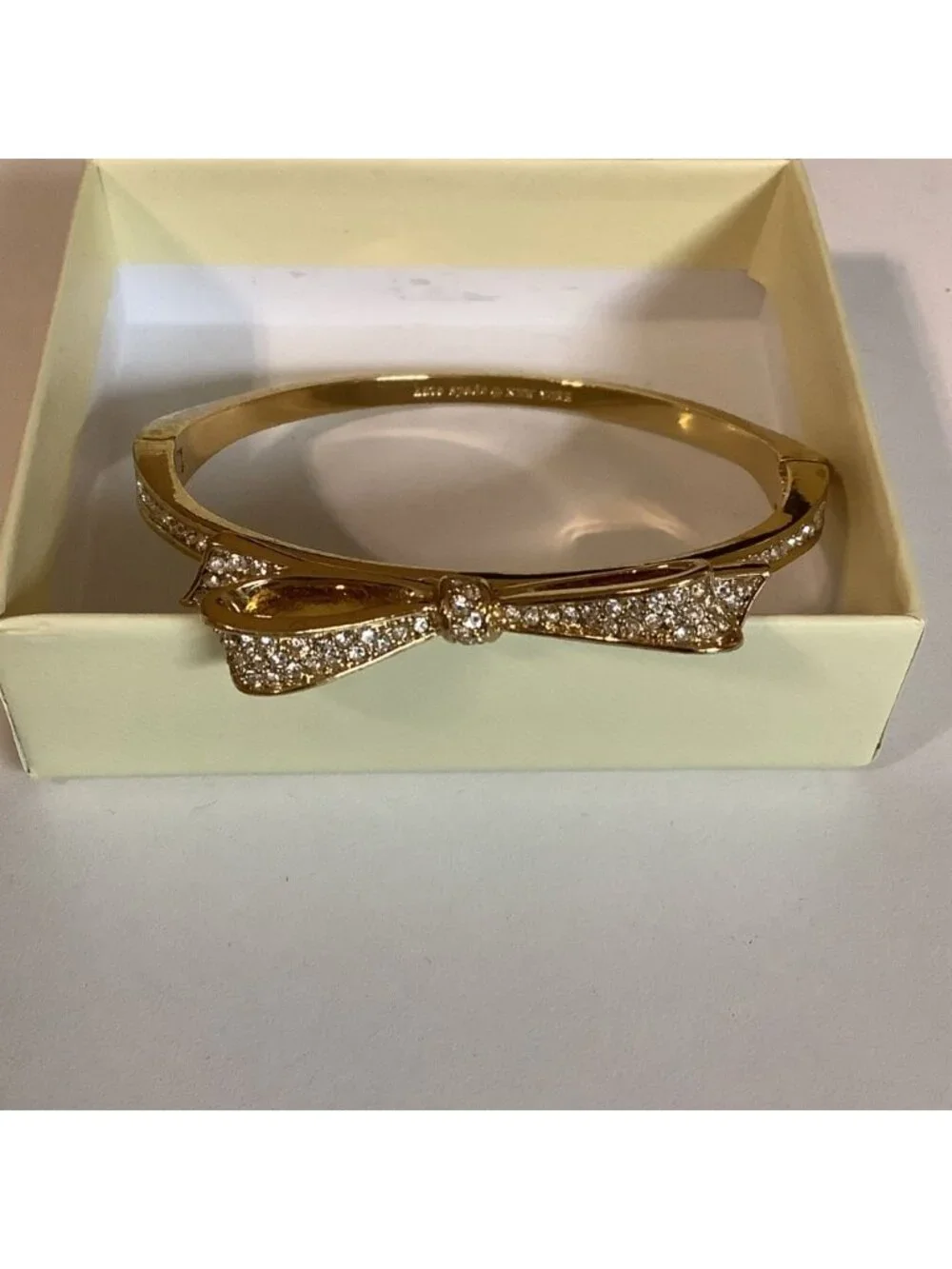 Kate Spade Love Notes Hinge Bangle Gold-Plated Metal With Pave Crystals W/Clasp - Picture 3 of 6